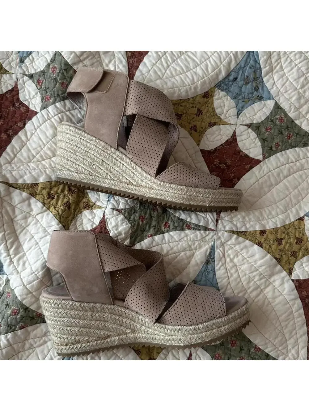 Eileen Fisher Willow wedge sandals nude summer formal Size US 7